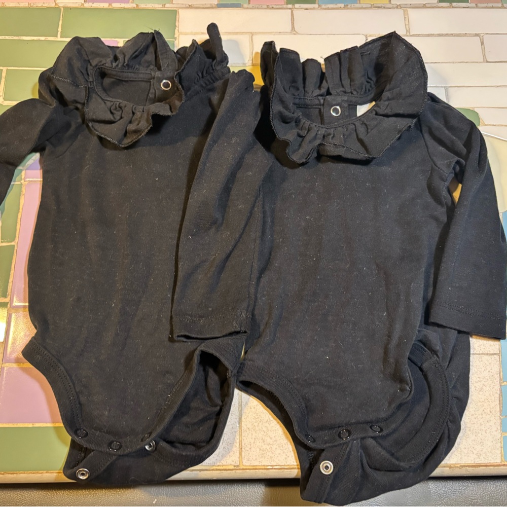 Black Ruffled Baby Bodysuits